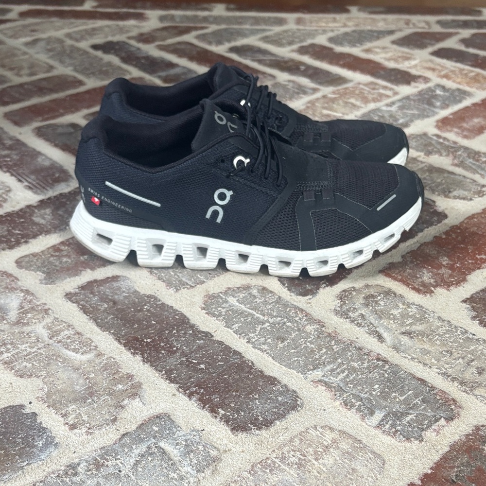 On Running Black Mesh Sneakers with White Soles